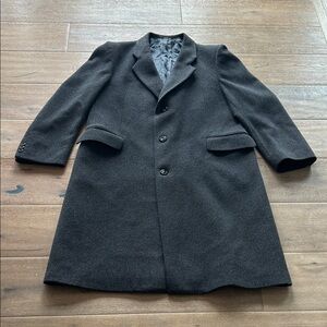 Italian Made Elegant Men's Cashmere Charcoal Dress Coat